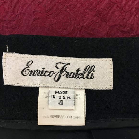Enrico Fratelli Pencil Wool Midi Pencil Skirt Black Size 4 - Picture 7 of 9